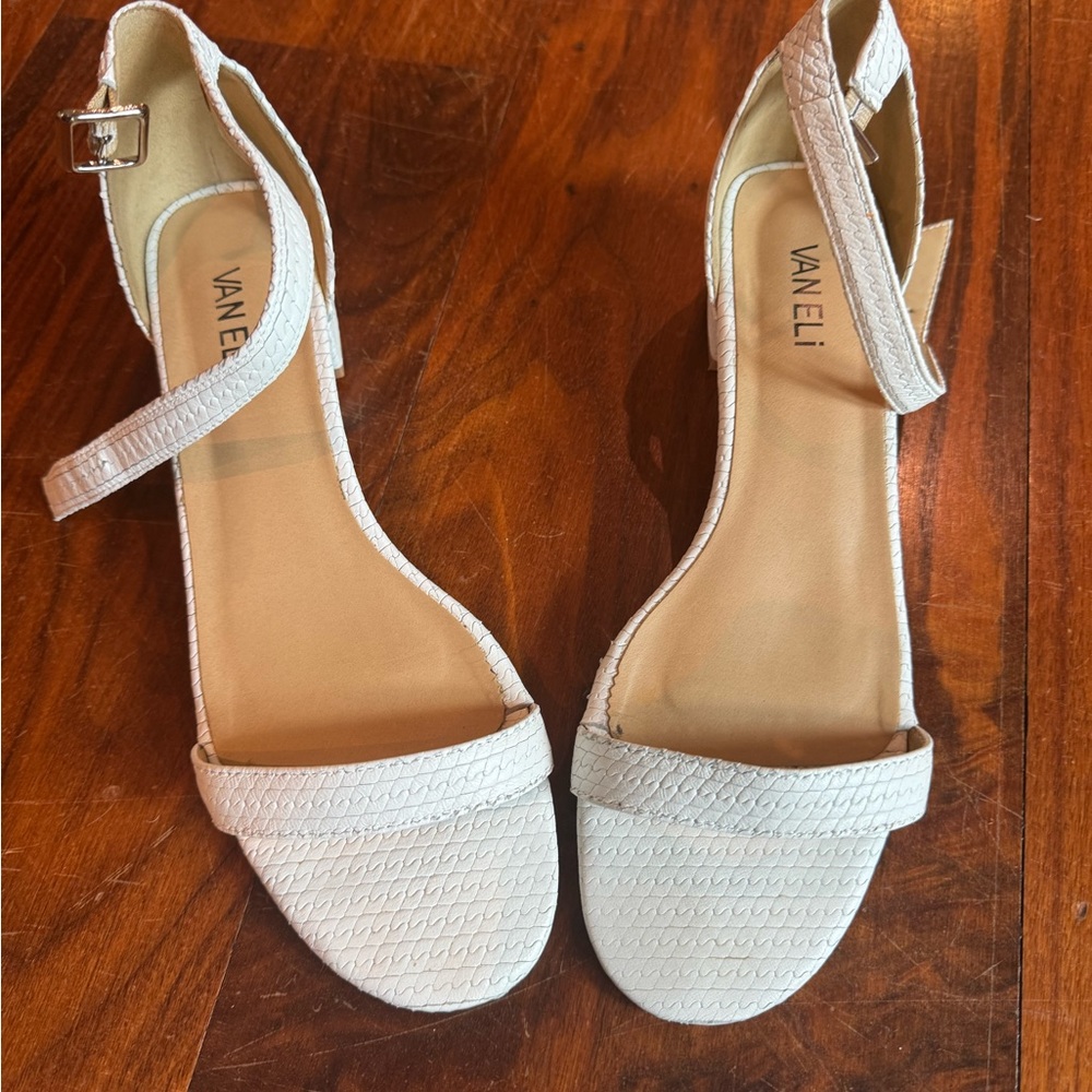 Vaneli White Slingback Sandals with Ankle Strap
